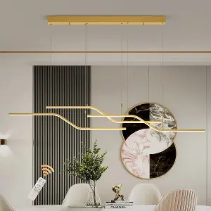 Garwarm 3-Light Dimmable Linear LED Wave Chandelier Light with Remote