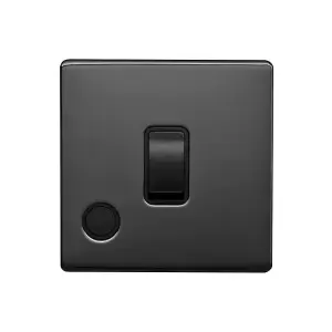 Black Nickel Screwless Plate 20A 1 Gang Double Pole Switch Flex Outlet - Black Trim - SE Home