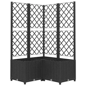 Berkfield Garden Planter with Trellis Black 80x80x136 cm PP