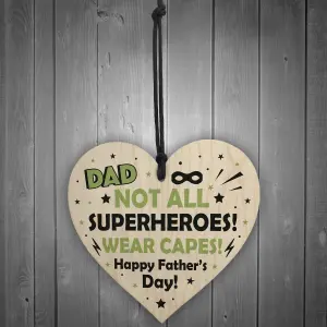 Red Ocean Fathers Day Gifts Novelty Dad Gifts Superhero Dad Funny Novelty Gift Wooden Heart