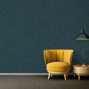 Galerie Absolutely Chic Blue Black Cherry Blossom Motif Smooth Wallpaper