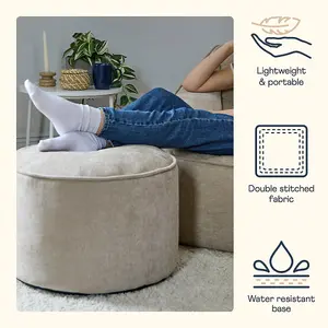 icon Natalia Chenille Armchair Bean Bag and Pouffe Set Natural Giant Bean Bag Chair