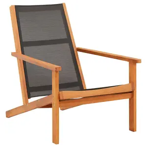 Berkfield Garden Lounge Chair Black Solid Eucalyptus Wood and Textilene