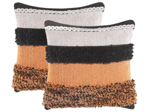 Set of 2 Cushions MIHALGAZI Boucle 45 x 45 cm Striped Multicolour