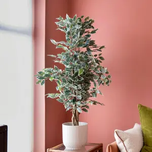 Blooming Artificial - 120cm / 4ft Variegated Faux Ficus Tree