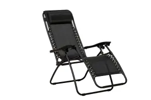 Royalcraft Zero Gravity Relaxer with Drinks and Phone Holder - Textylene/Steel - H111.5 x W65 x L70 cm - Black