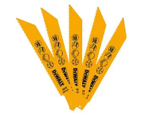 5 x Dewalt DT2348-QZ Bi-Metal Reciprocating Blade for Plastic & Pipes 152mm