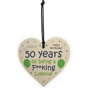 50th Birthday Gift Funny Wood Heart Dad Mum Sister Brother Gift 50th Decoration