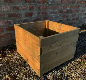 Large Square Wooden Garden Planter Plant Flower Trough Timber Box Pot Heavy Duty