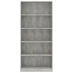 Berkfield 5-Tier Book Cabinet Concrete Grey 80x24x175 cm Engineered Wood