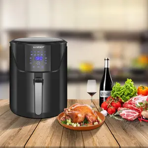 5L Air Fryer, Family Size Hot Air Fryer 1400W Digital Touchscreen With 10 Presets, Removable Basket, Timer & Temperature Control For Oil Free & Low Fat Healthy Cooking Black