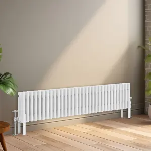 Right Radiators 300x1460 mm Horizontal Traditional 4 Column Cast Iron Style Radiator White