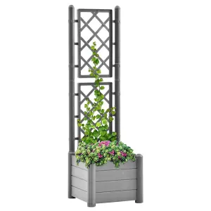 Berkfield Garden Planter with Trellis 43x43x142 cm PP Stone Grey