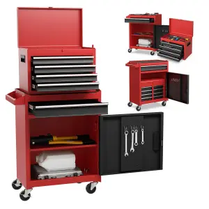 Costway 5-Drawer Rolling Tool Chest High Capacity Tool Storage Cabinet w/ Lockable Wheel