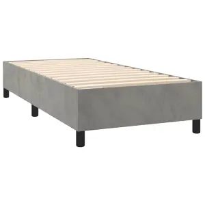 Berkfield Box Spring Bed Frame Light Grey 90x190 cm 3FT Single Velvet