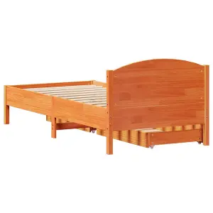 Berkfield Bed Frame without Mattress Wax Brown 90x200 cm Solid Wood Pine