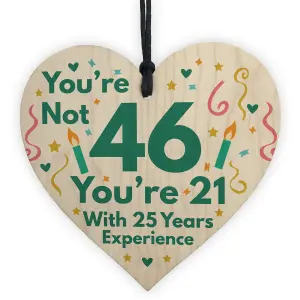 Red Ocean Funny Birthday Gifts For Women Novelty 46th Birthday Gift For Men Wooden Heart Sign Funny Birthday Card