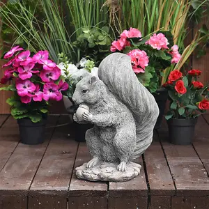 Stone Cast Squirrel Garden Ornament