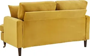 Brigette 2-Seater Mustard Velvet Sofa With Antique Brass Castor Legs - Daals - Sofas