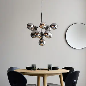 Luminosa Oscar 11 Light Multi Arm Glass Shade Ceiling Pendant Black Chrome