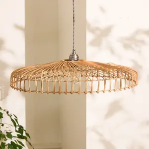 Traditional Rattan Flush Wide Easy Fit Decor Ceiling Shade H12 x D57cm