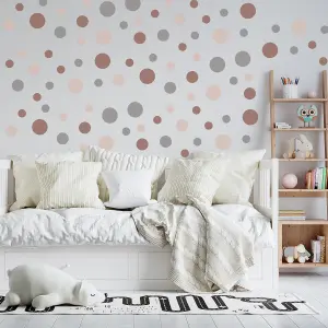 Walplus Large Polka Dots Boho Naturalkids Sticker PVC Brown, Grey