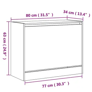 Berkfield Shoe Cabinet Sonoma Oak 80x34x63 cm Engineered Wood