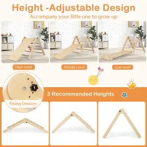 Costway Indoor Kids Climbing Toys Foldable Wooden Climber w/ Ramp Montessori Climbing Set for Children 3-14