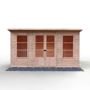 Dahlia 12x6 Pent Summerhouse with double doors and two opening windows