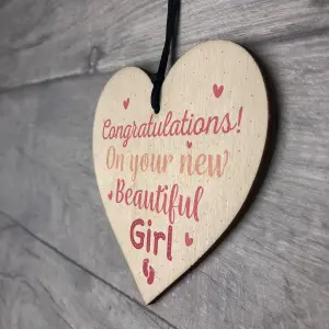 Red Ocean Newborn Baby Girl Gift Present Christening Baby Shower Pregnancy Keepsake Wooden Heart