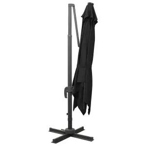 Berkfield Cantilever Umbrella with Pole and LED Lights Black 300 cm