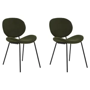 Set of 2 Dining Chairs LUANA Boucle Dark Green