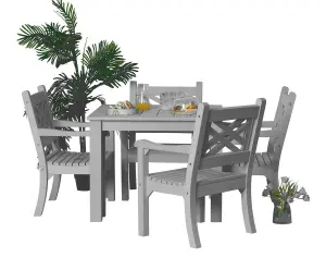 Winawood Wood Effect Square Dining Table - L98.3cm x D98.3cm x H76cm - Stone Grey