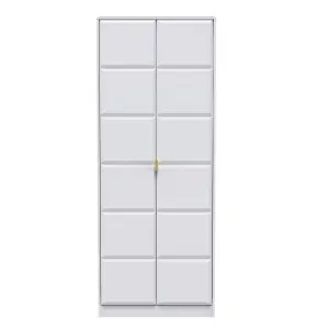 Cube Ready assembled Modern Matt white Tall Double Wardrobe (H)1970mm (W)740mm (D)530mm