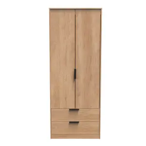 Fuji 2 Door 2 Drawer Wardrobe in Nebraska Oak (Ready Assembled)