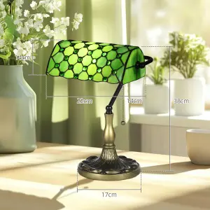 HOMCOM Stained Glass Table Lamp, for Bedroom Bedside, Bulb not Included