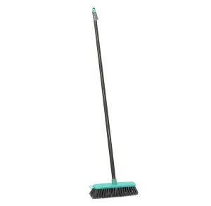 JVL Lightweight Outdoor Hard Bristle Sweeping Brush Broom, Grey/Turquoise