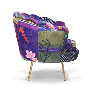 Fabric Patchwork Daisy Accent Chair