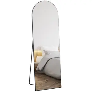 HOMCOM Floor Mirror Wall Mount Leaning Standing Mirror 50 x 150cm Black