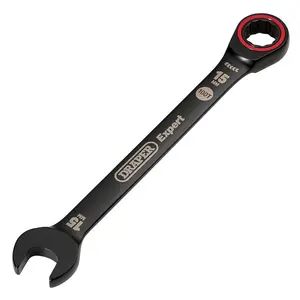 Draper Tools Expert HI-TORQ Metric Ratchet Combination Spanner, 15mm, Black