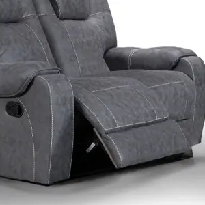 Sydney Grey Full Fabric Manual Recliner 2 Seater Sofa