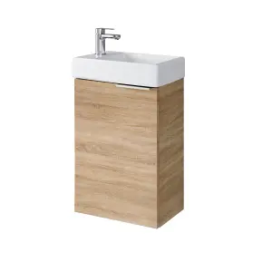 Bathroom Vanity Unit Small Basin 400 Cloakroom Sink Wall Cabinet Sonoma Oak Avir