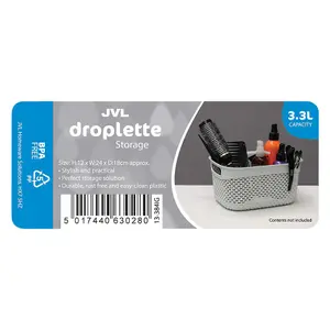 JVL Droplette Design Plastic Storage Box, Grey