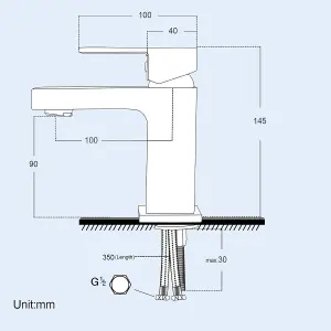 Nes Home Brayton Modern Square Chrome Basin Mono Mixer Tap