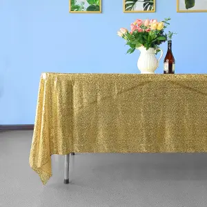 Neel Blue 70x144 Inch Rectangle Sequin Tablecloth, Champagne