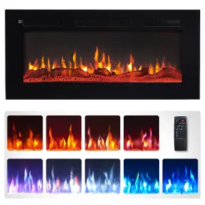 FlameKo Wilton 92cm/36'' 3 in 1 Electric Fireplace, Freestanding, Wall Mounted, Recessed, Media Wall, Heater, Remote Control