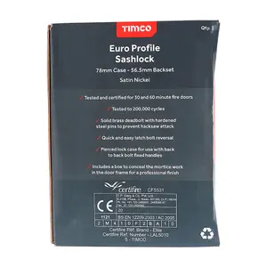 TIMCO Euro Sashlock Satin Nickel - 78mm