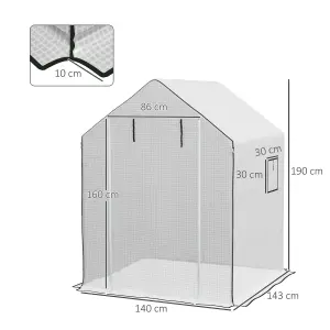 Outsunny Walk-in Greenhouse Cover Replacement with Door and Mesh Windows, White