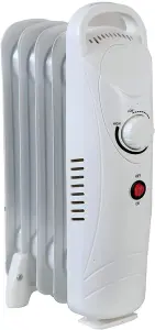 TheBigShip 5 Fin 650W Oil Filled Radiator, White