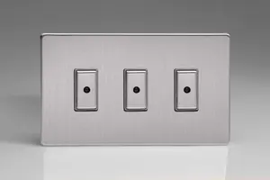 Varilight JDSE103S Dimmer Switch 3 Gang Brushed Steel